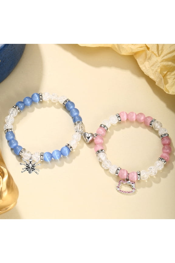 Elastic Spider Cat Couple Bracelet - New Beaded Jewelry for Men Women, Romantic Couple Gift