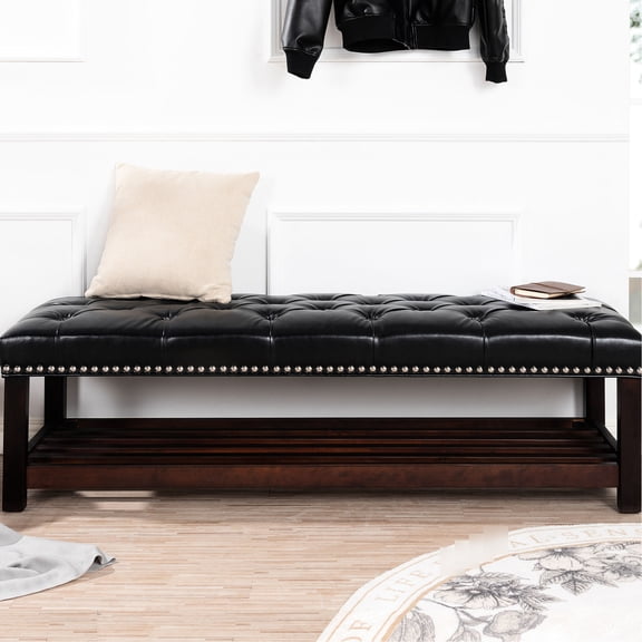 Elastic Sponge Filled - Bedroom and Entryway Bench with Bubble Nail Edging