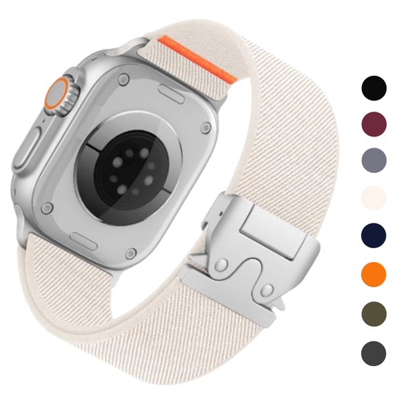 Elastic Sport Band for Apple Watch Ultra 2 Band for Men, Adjustable Parachute Buckle Nylon Strap for iWatch Series iWatch 49mm(Ultra), 46mm(Series 10), 45mm(9/8/7), 44mm(SE2/SE/6/5/4), 42mm(3/2/1)