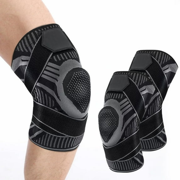 Elastic Sports Knee Pads with Double Straps | Breathable Nylon Support for Running, Weightlifting & Basketball | Non-Slip Design for Meniscus & Arthritis Relief | Sizes M-XXL