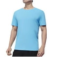 thumbnail image 1 of Elastic Sports Short Sleeve T-Shirt for Men Summer Lightweight Round-Neck Tops Workout Gym Basic Tee ,Light Blue,XXL, 1 of 6