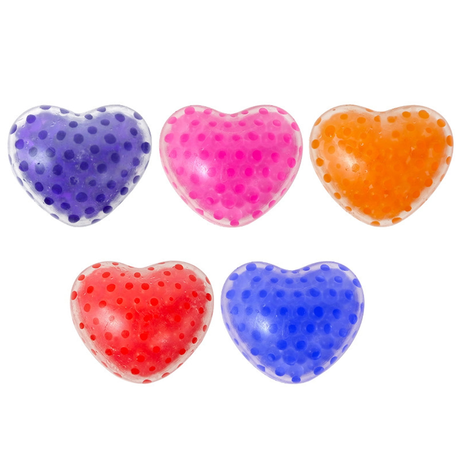 Elastic Squishes Heart Toy 5pcs Love Heart Squishes Toy Glitter Powder