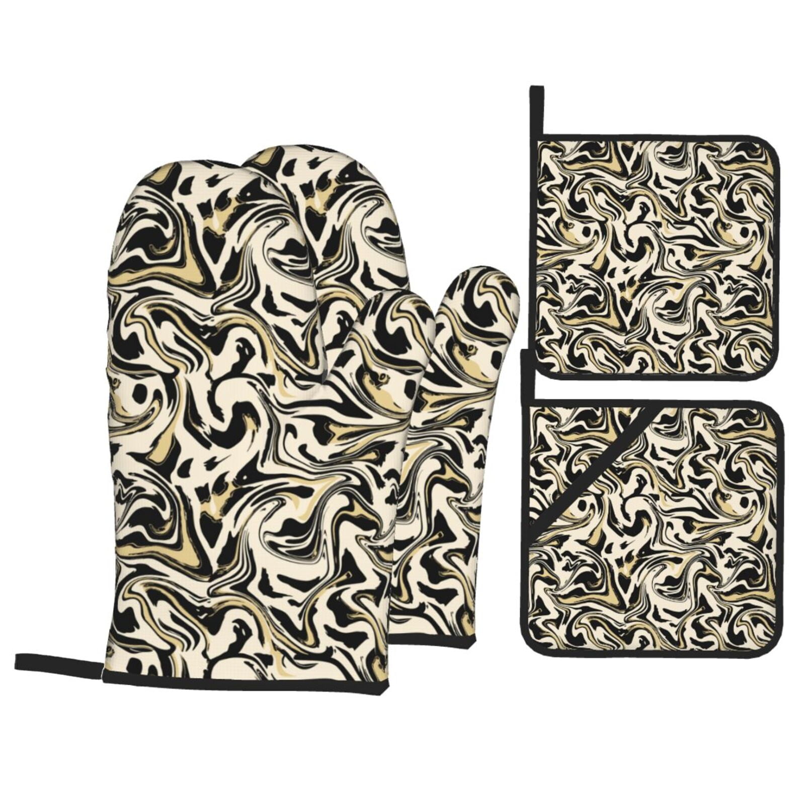 Elastic Steering Wheel Cover, Abstract Black White Camouflage Stretch