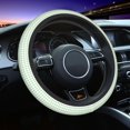 thumbnail image 1 of Elastic Steering Wheel Cover, light green checkered Grid Stretch Thickening Car Steering Wheel Cover Women Men, Steering Wheel Protector Universal 15 in, 1 of 7