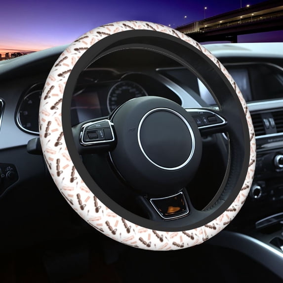 Elastic Steering Wheel Cover, traffic Train Pattern Stretch Thickening Car Steering Wheel Cover Women Men, Steering Wheel Protector Universal 15 in
