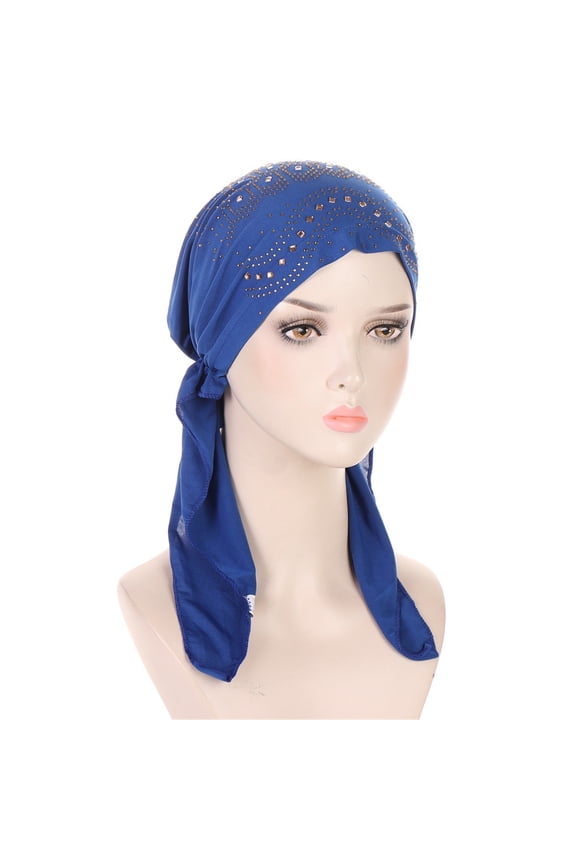 Elastic Stretch Hijab Under Cap for Ladies Multi Color Rhinestone Detail Light Breathable Daily Head Base Hat