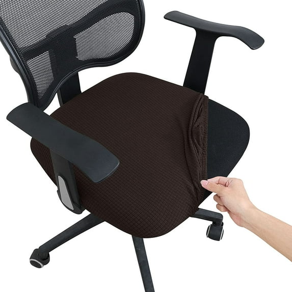 Elastic Stretch Office Chair Covers - Fit Spandex Slipcovers for Computer, Desk & Kitchen Chairs | Anti-Dust, Removable & Machine Washable Protective Seat Cover (Coffee,2)