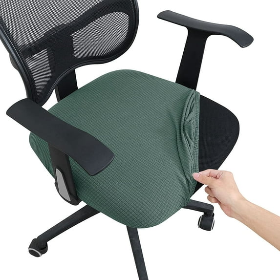 Elastic Stretch Office Chair Covers - Fit Spandex Slipcovers for Computer, Desk & Kitchen Chairs | Anti-Dust, Removable & Machine Washable Protective Seat Cover (Green,2)