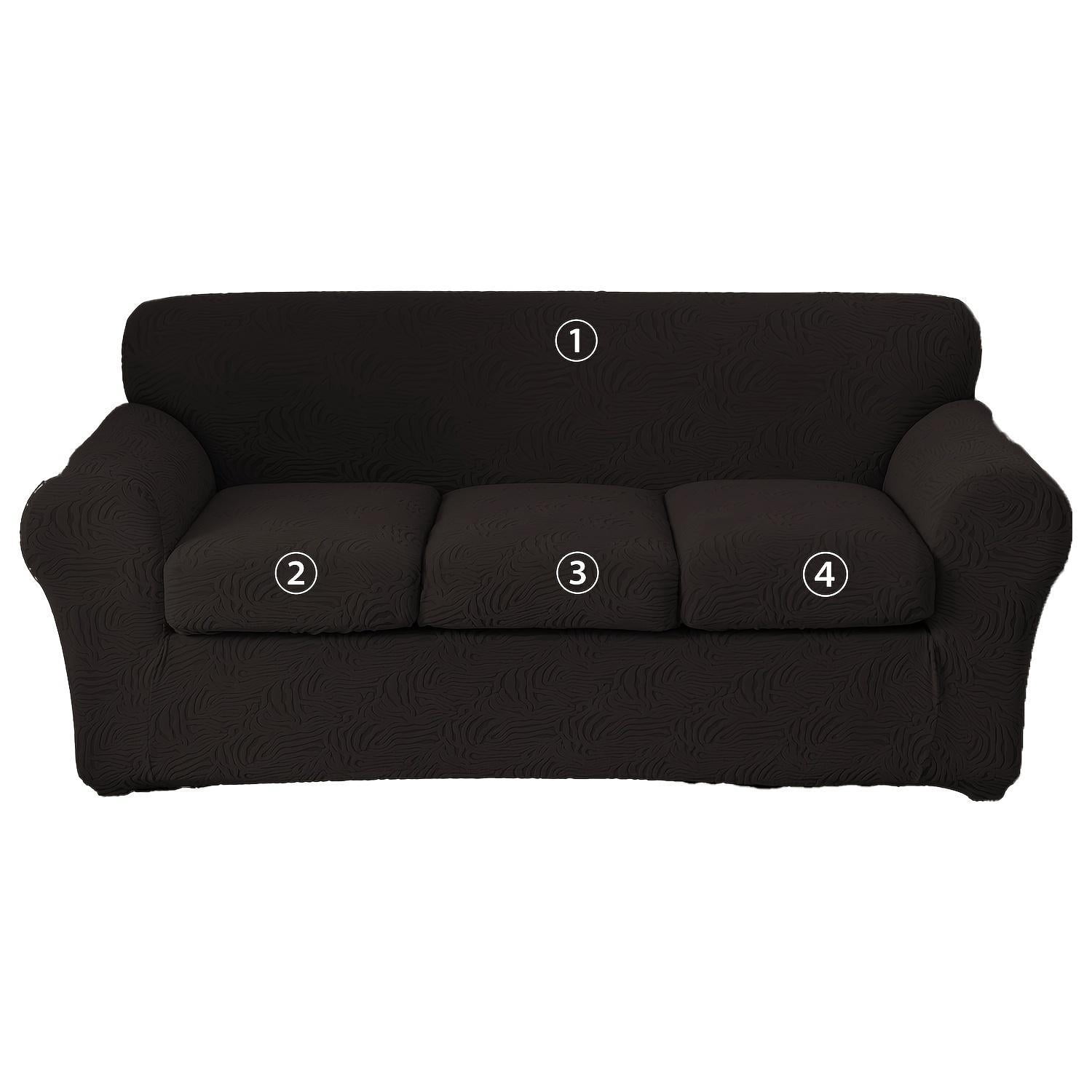 Elastic Stretch Sofa Cover, Machine-Washable Pet-Proof Furniture Protector, Suitable for 1/2/3-Seater Living Room Sofas with Removable Cushions
