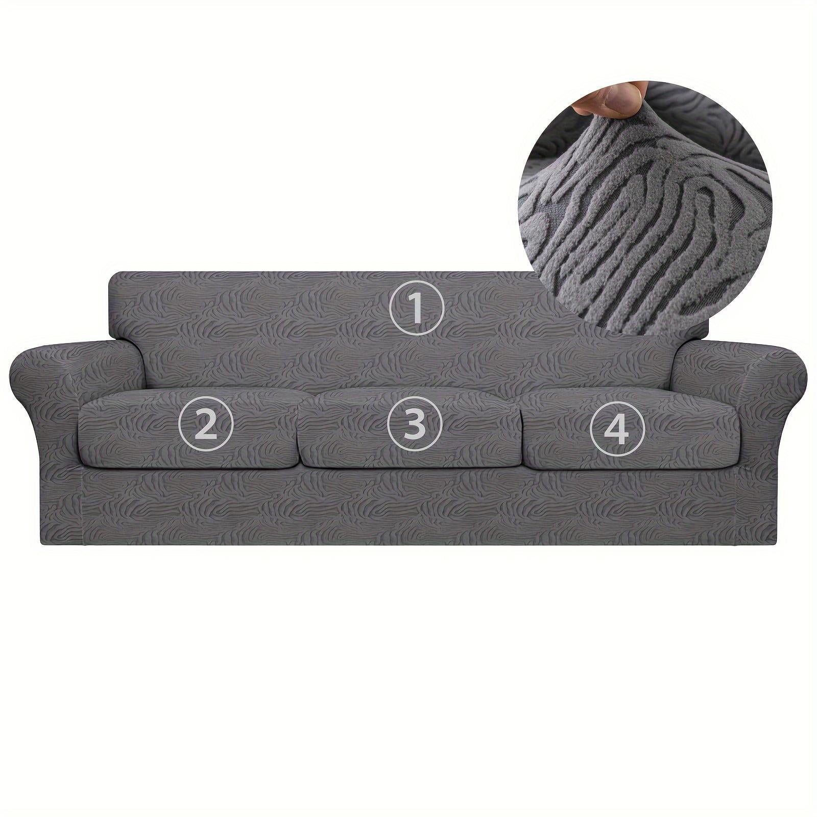Elastic Stretch Sofa Cover, Machine-Washable Pet-Proof Furniture Protector, Suitable for 1/2/3-Seater Living Room Sofas with Removable Cushions