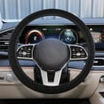 thumbnail image 1 of Elastic Stretch Steering Wheel Cover, Anti-Slip 38 cm Microfiber Odorless Breathable Ice Silk Car Steering Wheel Protector, Easy Carry, Warm in Winter Cool in Summer, Black, 1 of 10