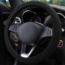 Elastic Stretch Steering Wheel Cover,Warm in Winter and Cool in Summer, Universal 15 inch, Microfiber Breathable Ice Silk, Anti-, Odorless, Easy Carry,Black