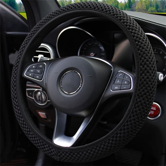 Universal 38cm Car Auto Steering Wheel Cover Elastic Ice Silk Summer Cool Non-Slip Auto Accessories Black