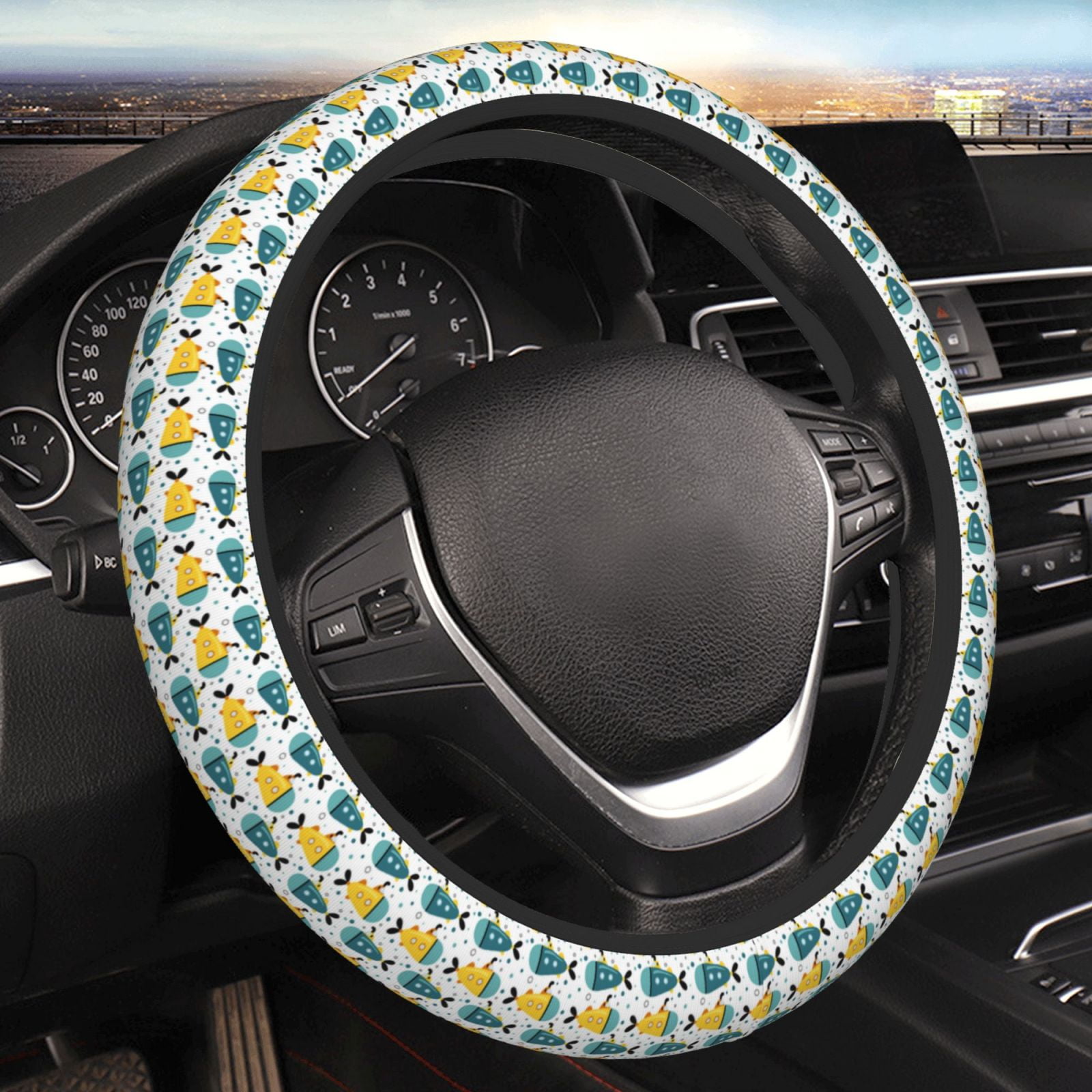 Elastic Stretch Steering Wheel Cover for Women Men Funny Boats Anti