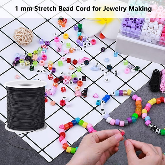 Elastic String for Bracelets,50M 1mm Waxed Cotton Cord,Thread Beading Cord Bracelet Rope Jewelry Cords for Necklace Making Crafting Beading Wrapping Braiding Macrame 1/2/3/4 pcs