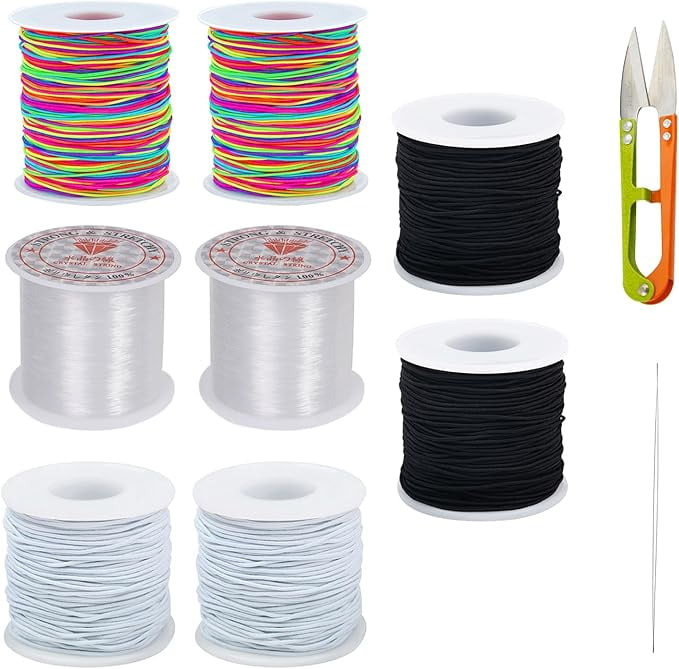Elastic String for Bracelets, Elastic Cord, 8 Rolls 50m*1mm Stretchy ...