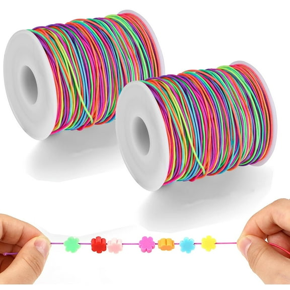 Elastic String for Bracelets,Elastic String Rope, 2 Rolls Sturdy Stretchy Elastic Cord for Jewelry Making,Stretchy String for DIY Jewelry Making, Bracelets, Necklaces, Crafts, Decorations
