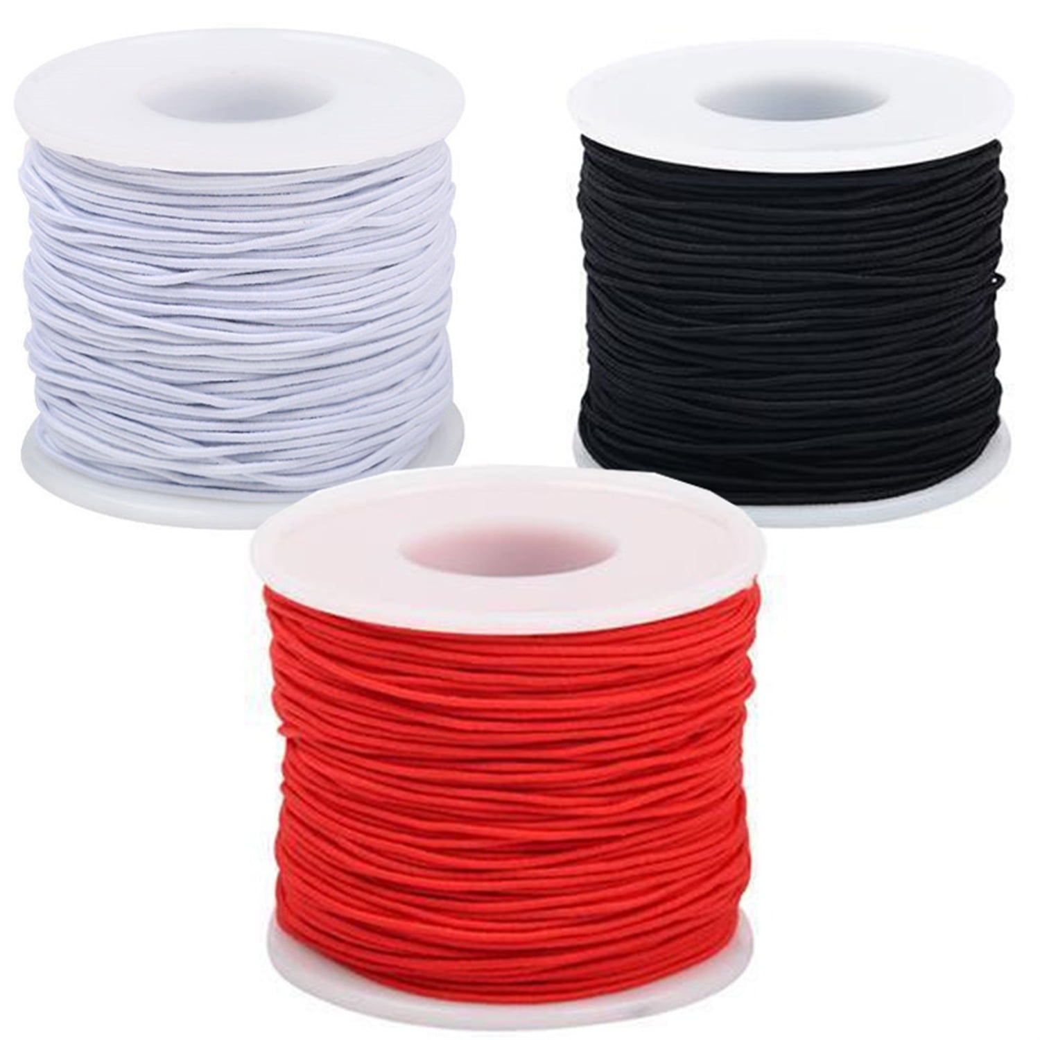 Elastic String Cord for Bracelets,Bexikou 3 Rolls 1 mm 328 Feet Sturdy Bracelet String,Stretchy Elastic String for Jewelry Making, Necklaces, Beading and Crafts(Black, Red, White)