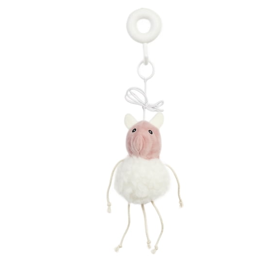 Elastic String Hanging Mouse Cat Toy with Catnip, Door Hook Teaser for Swinging and Bouncing Play, Self-Entertainment Toy for Solo Cats to Relieve Boredom White