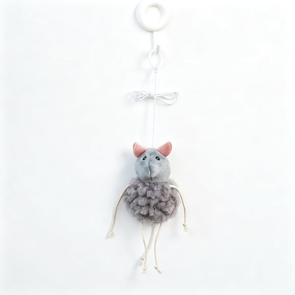 Elastic String Mouse Toy for Cats, Hanging Door Play with Catnip, Interactive Fun, Gray