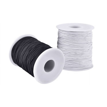 Elastic String for Bracelets, 2 Rolls 1 mm Sturdy Stretchy Elastic Cord for Jewelry Making, Necklaces, Beading.（Black+White)