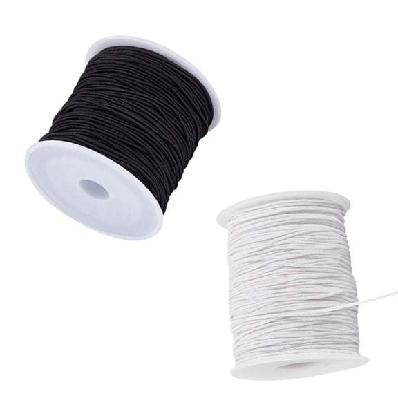 Elastic String for Bracelets, Black&White(2Rolls,1mm, 100Yards) Stretchy Cord for Beading, Necklace, Craftingand Sewing