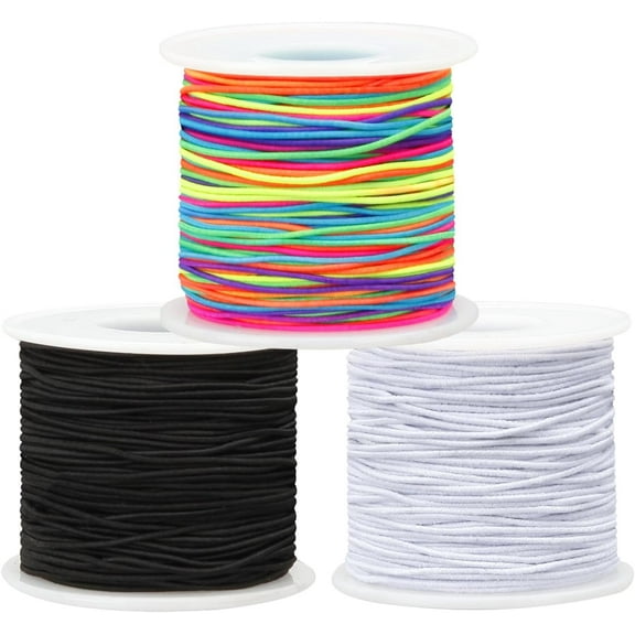 Elastic String for Bracelets Making, 3 Rolls 1MM Stretchy Friendship Bracelet Thread Rope Cord Twine for Beads, Jewelry