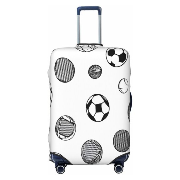 Elastic Suitcase Cover For Luggage Stretchy Travel Suitcase Protector With Top Handle Hole And Side Zipper Access Business Trip Vacation Large Minimalist Vector Geometric Sports Balls