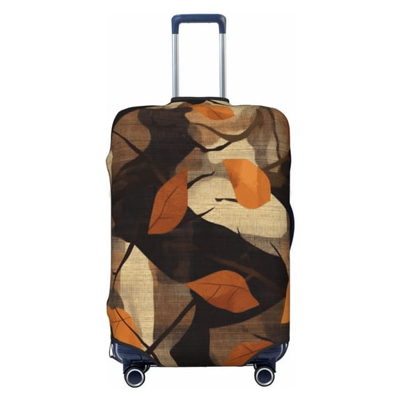 Elastic Suitcase Cover For Luggage Stretchy Travel Suitcase Protector With Top Handle Hole And Side Zipper Access Business Trip Vacation Large Plaid Fall Camo Brown_3