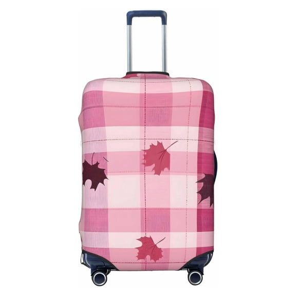 Elastic Suitcase Cover For Luggage Stretchy Travel Suitcase Protector With Top Handle Hole And Side Zipper Access Business Trip Vacation Large Plaid Fall Camo Pink_1