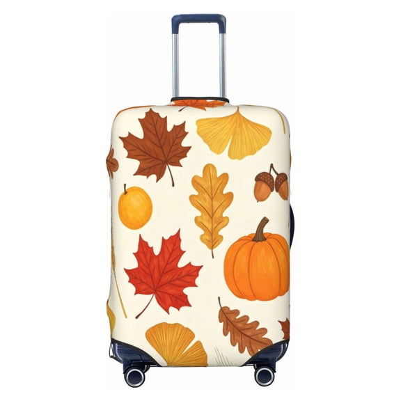 Elastic Suitcase Cover For Luggage Stretchy Travel Suitcase Protector With Top Handle Hole And Side Zipper Access Business Trip Vacation Small Autumn Maple Leaves And Pumpkins (4)