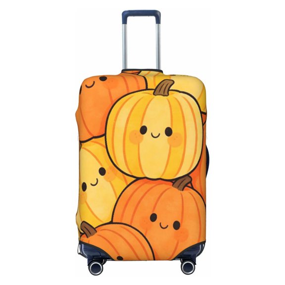 Elastic Suitcase Cover For Luggage Stretchy Travel Suitcase Protector With Top Handle Hole And Side Zipper Access Business Trip Vacation Small Cartoon Fall Pumpkin (6)