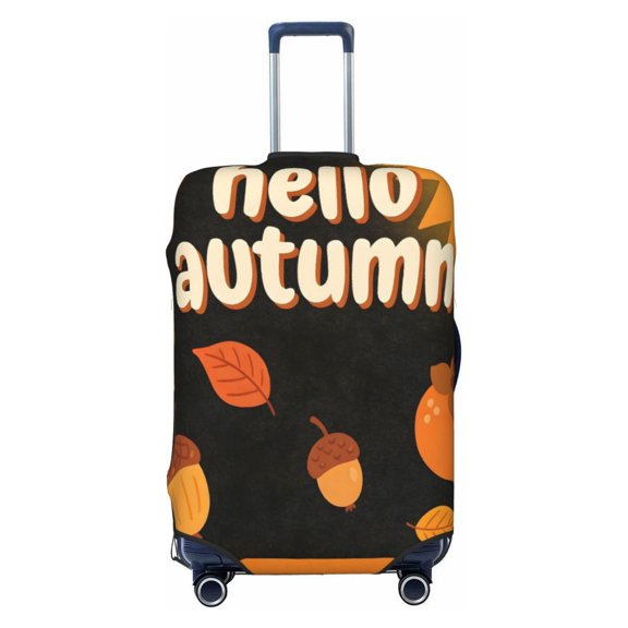 Elastic Suitcase Cover For Luggage Stretchy Travel Suitcase Protector With Top Handle Hole And Side Zipper Access Business Trip Vacation Small Hello Autumn Theme (1)