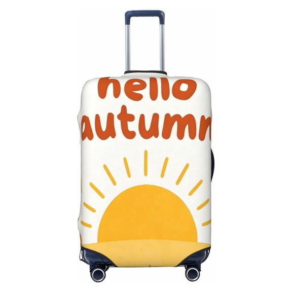 Elastic Suitcase Cover For Luggage Stretchy Travel Suitcase Protector With Top Handle Hole And Side Zipper Access Business Trip Vacation Small Hello Autumn Theme (4)