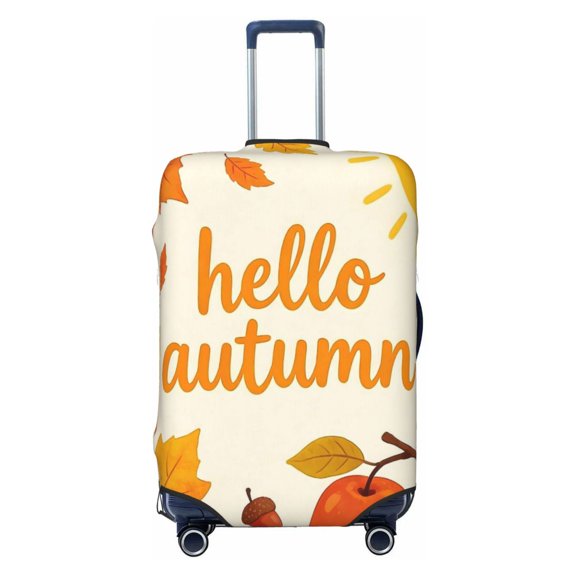 Elastic Suitcase Cover For Luggage Stretchy Travel Suitcase Protector With Top Handle Hole And Side Zipper Access Business Trip Vacation Small Hello Autumn Theme (2)