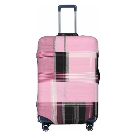 Elastic Suitcase Cover For Luggage Stretchy Travel Suitcase Protector With Top Handle Hole And Side Zipper Access Business Trip Vacation Small Plaid Fall Camo Pink_4