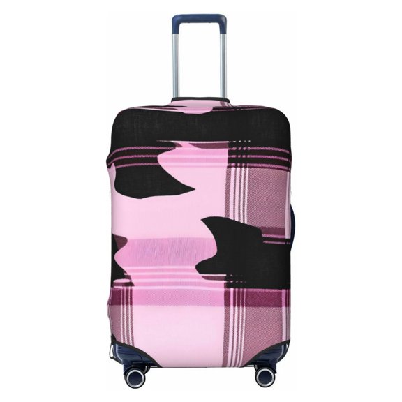 Elastic Suitcase Cover For Luggage Stretchy Travel Suitcase Protector With Top Handle Hole And Side Zipper Access Business Trip Vacation Small Plaid Fall Camo Pink_2