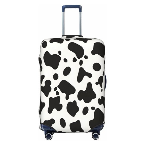 Elastic Suitcase Cover For Luggage Stretchy Travel Suitcase Protector With Top Handle Hole And Side Zipper Access Business Trip Vacation Small Simple Cow Print Pattern, Vector Art Style_3