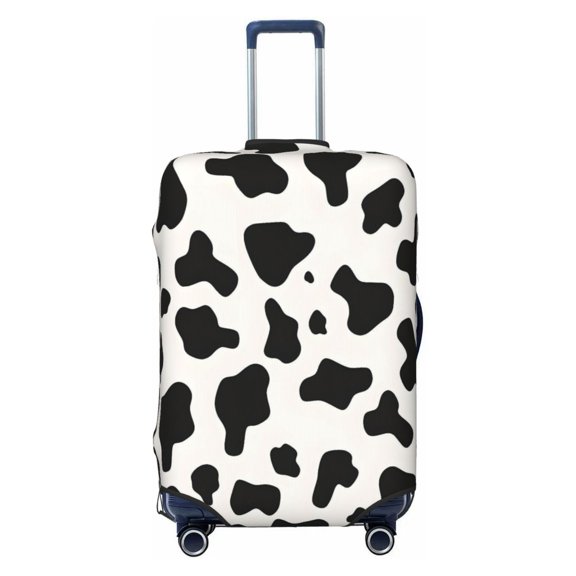 Elastic Suitcase Cover For Luggage Stretchy Travel Suitcase Protector With Top Handle Hole And Side Zipper Access Business Trip Vacation Small Simple Cow Print Pattern, Vector Art Style_1