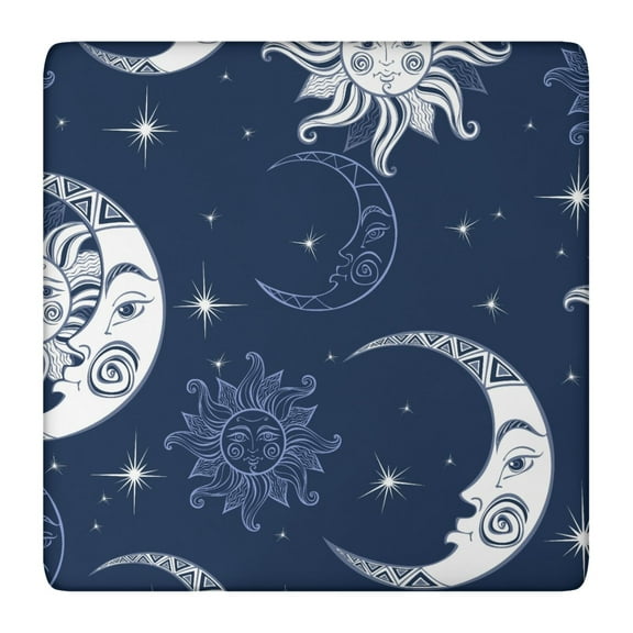 Elastic Table Cover Gothic Steampunk Cosmic Moon Sun Map Design, Waterproof Vinyl Tablecloth with Back for Picnic, Camping, Dining