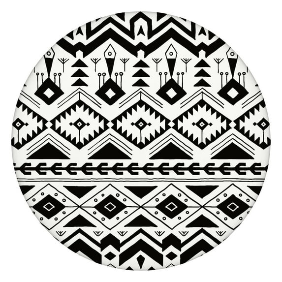 Elastic Table Cover Sketch Style Retro Geometric Floral Artistic home accents Waterproof Backed, Wipe Clean Easily
