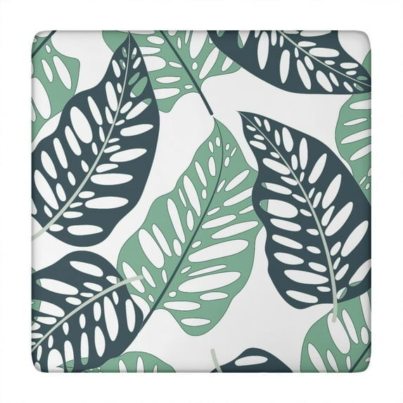 Elastic Table Cover Square Tablecloth with Colorful Exotic Hawaiian and Botanical Prints, Waterproof Vinyl, Backed for Heat Resistance and Non-Slip Use, Fits 44-50 Inch Tables