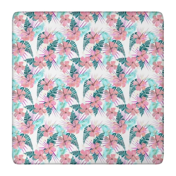 Elastic Table Cover Square Tablecloth with Vibrant Summer Beach and Hawaiian Print Patterns, Waterproof and Stain-Resistant Vinyl with Backing for Secure Fit