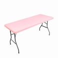 thumbnail image 1 of Elastic Tablecloth Half Cover - Waterproof Polyester Table Protector, 60x30 Inch Washable Fitted Table Topper for Outdoor Picnics, BBQs, Camping & Parties, Pink, 1 of 7