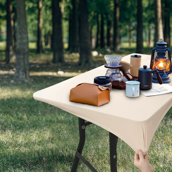 Elastic Tablecloth | Water-Resistant Wipeable Table Cover for Kitchen & Dining | Polyurethane Fabric Protects from Spills & Scratches | Fits 35x59 Inch Table | Indoor & Outdoor Use