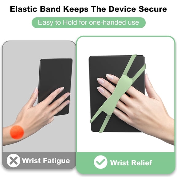 Elastic Tablet Strap For Fingers, Light Green Comfortable Adjustable Grip For Reading Watching Videos (green)