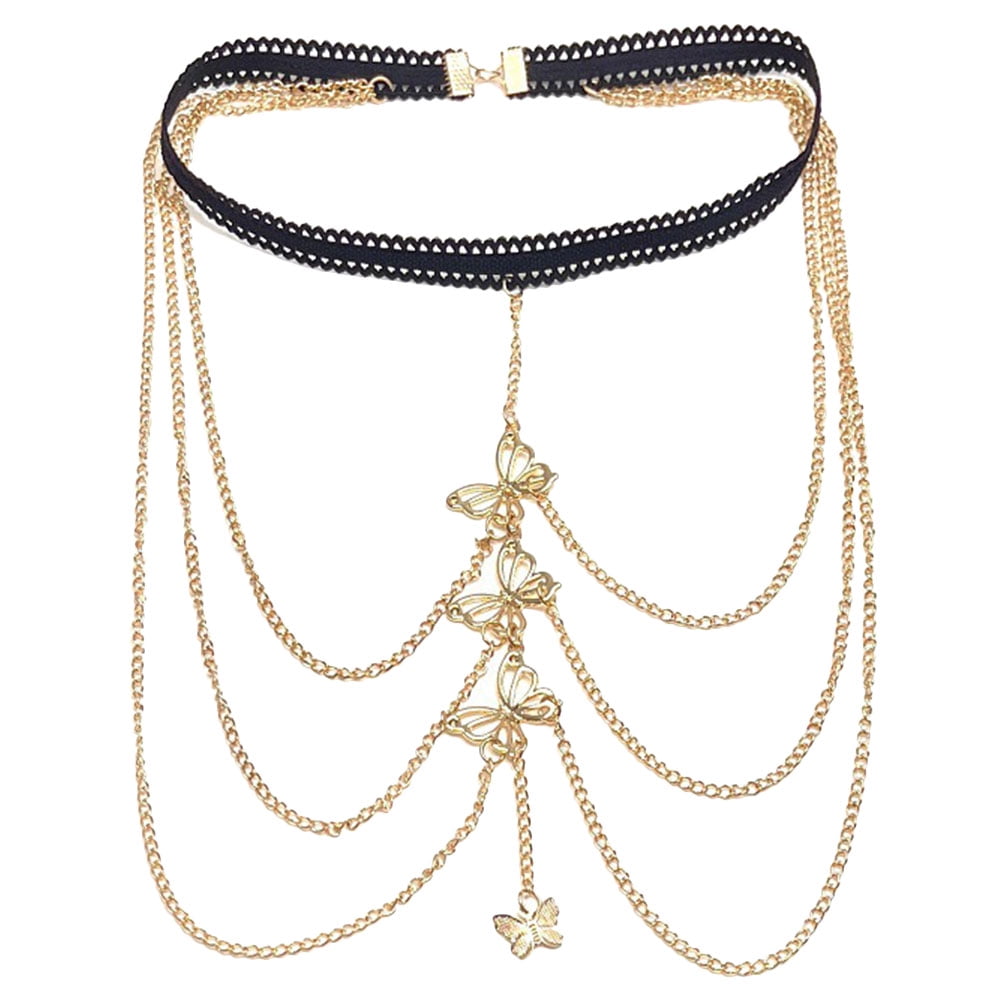 Elastic Thigh Chain Multi Layered Leg Chain Butterflies Body Chain