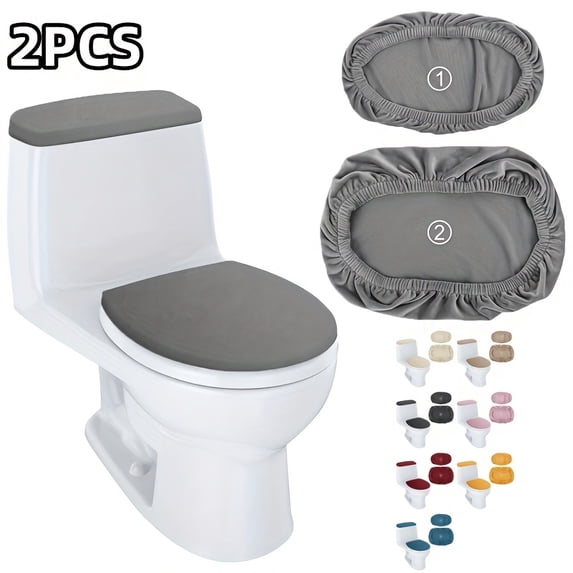 Elastic Toilet Seat Cover Soft Thick Plush Toilet Lid Tank Cover Universal Stretch Fabric Bathroom Accessory for Household and Hospitality Use
