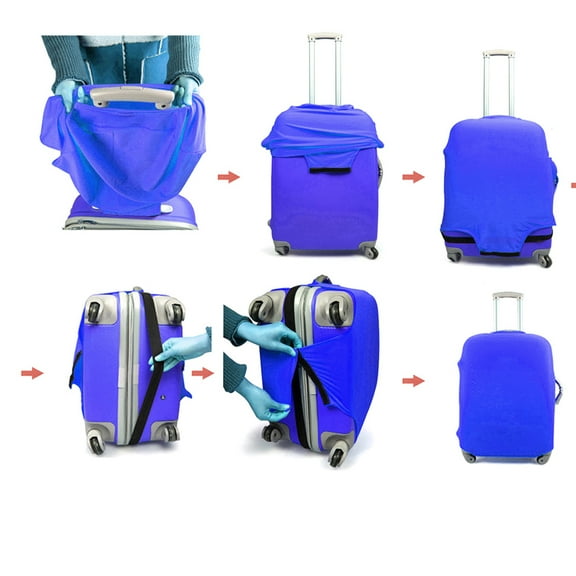 Elastic Travel Luggage Cover Suitcase Trolley Case Protective Bag for 22-24 Inches (Blue)