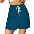 thumbnail image 1 of Elastic Waist Cargo Shorts - Women's 2025 Drawstring Beach & Lounge Shorts, Trendy Relaxed Fit Running Shorts with Pockets for Summer, 1 of 6
